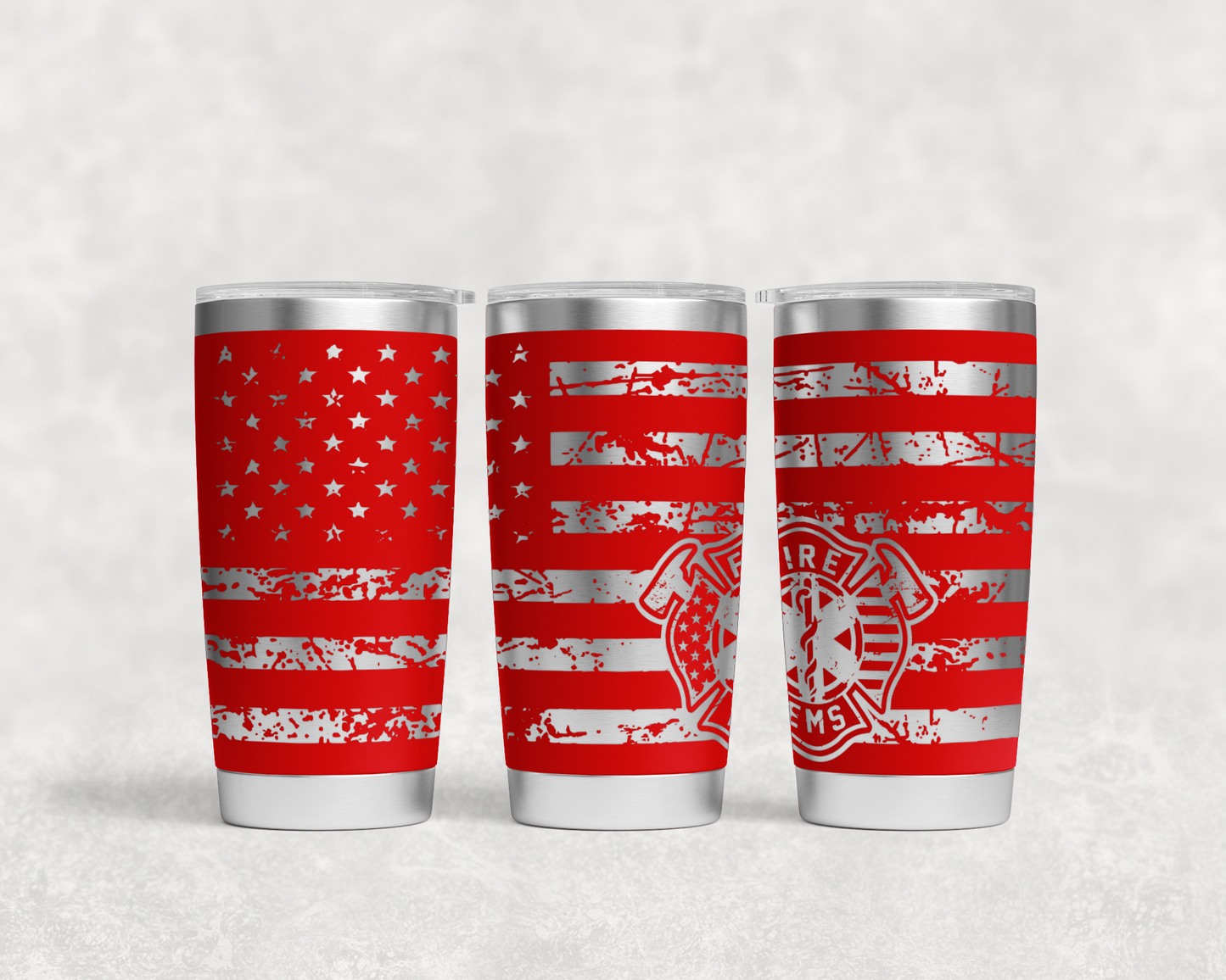 Firefighter EMS distressed flag tumbler wrap