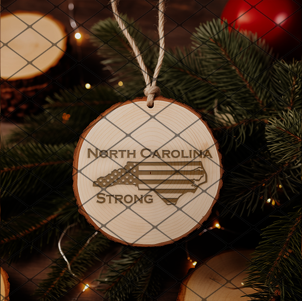 North Carolina Strong: choose between wooden or clear acrylic ornaments