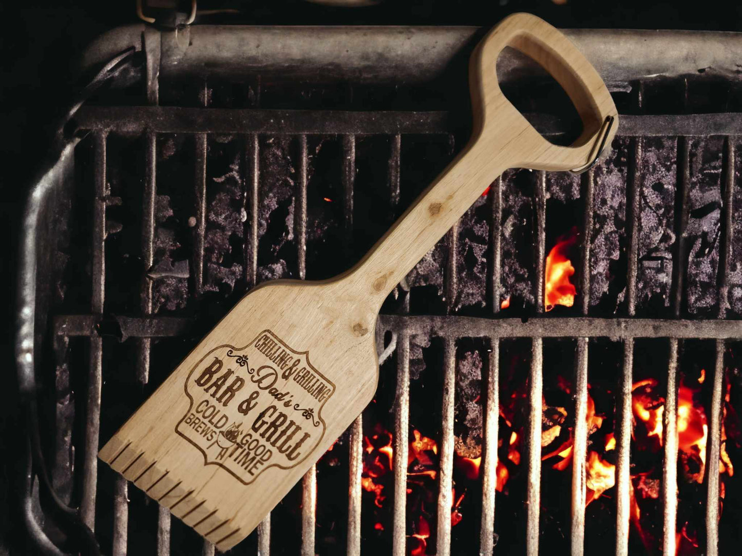 Wooden grill scraper