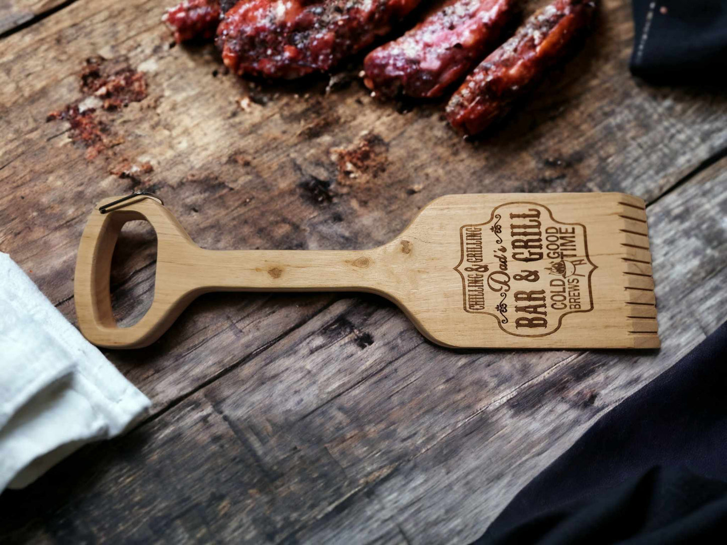 Wooden grill scraper