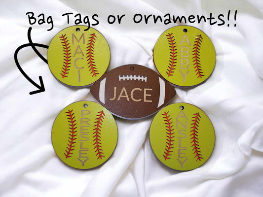 Sports bag tags (can also be used as ornament)