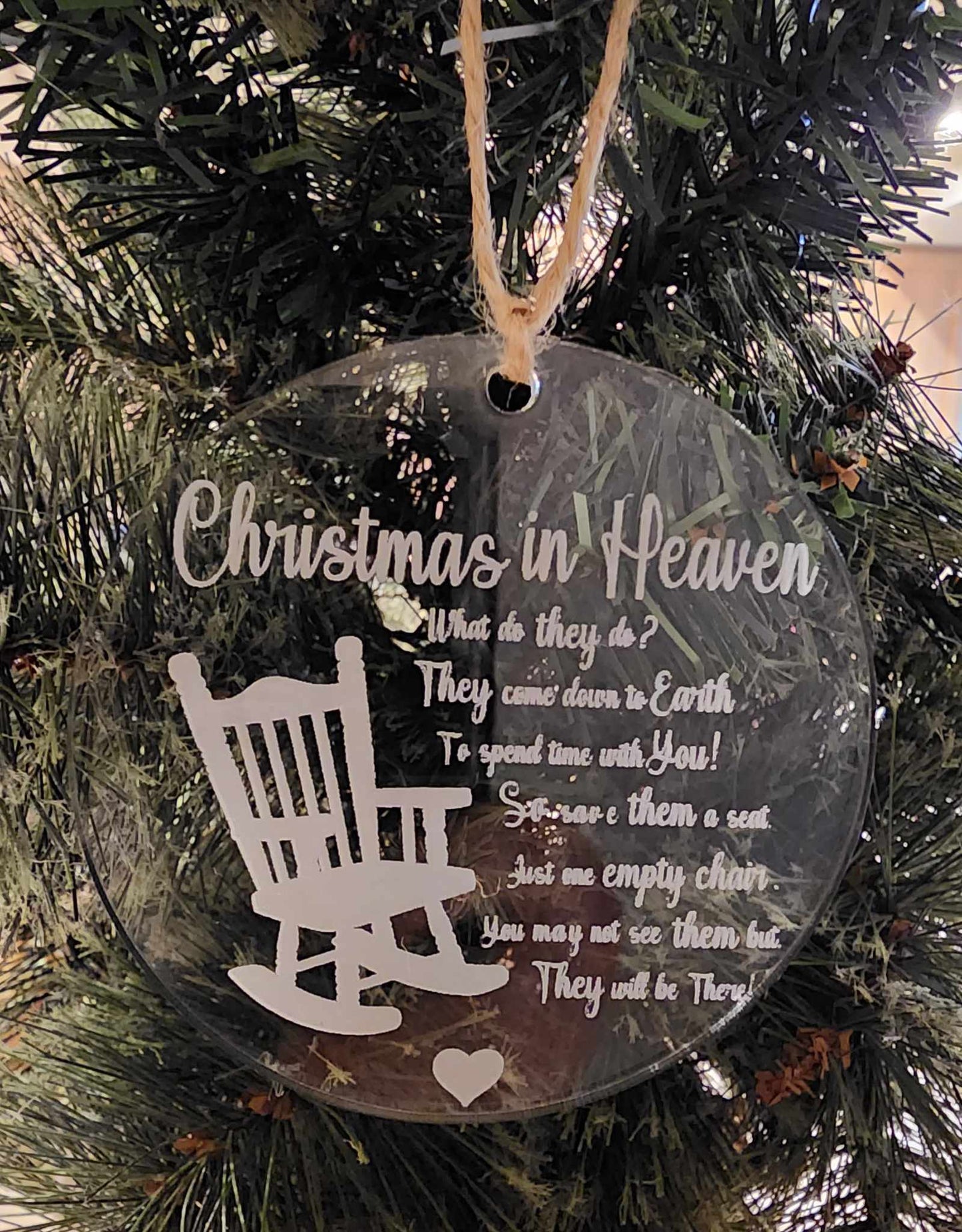 Acrylic Christmas in heaven ornament
