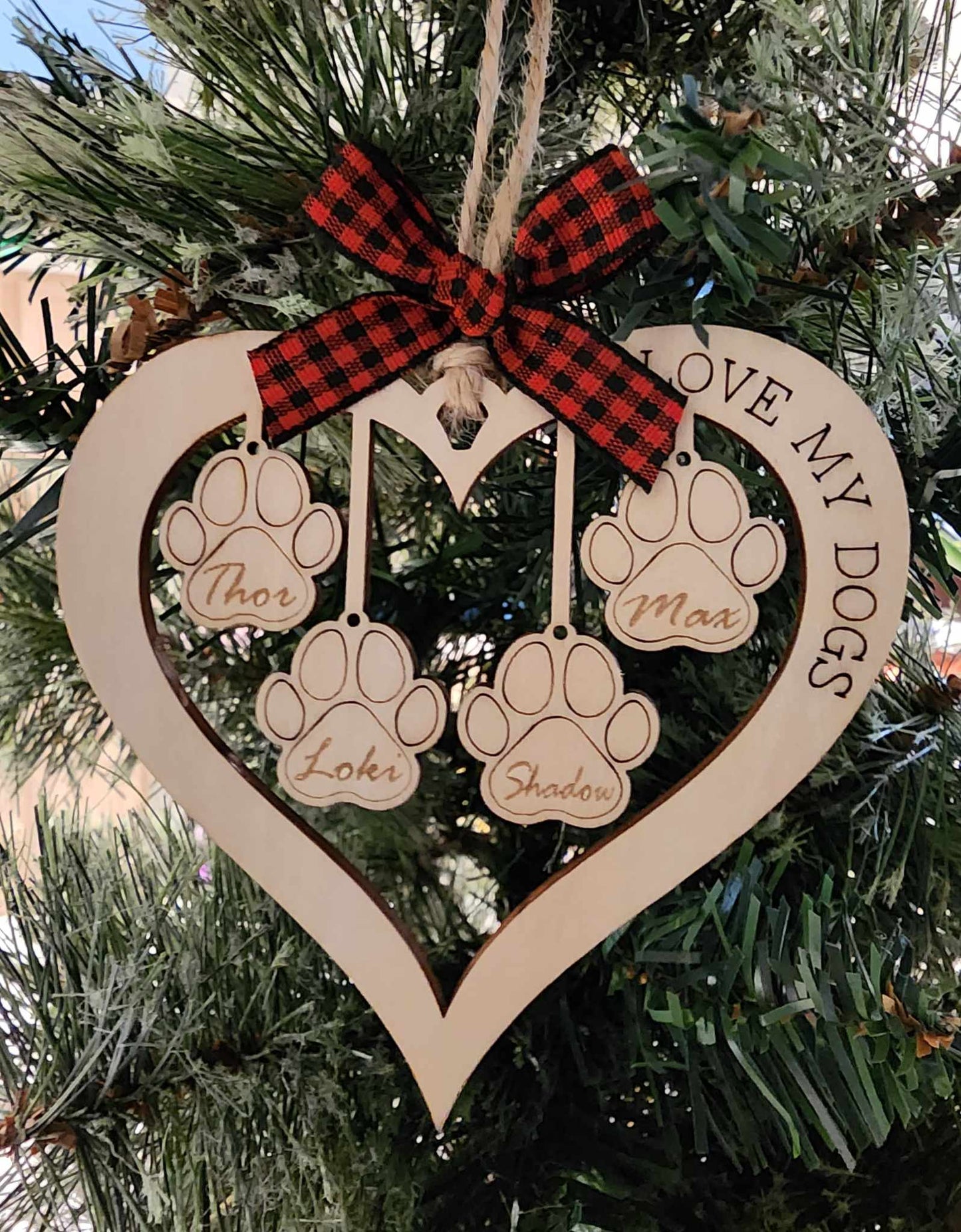 I love my dogs Christmas ornament