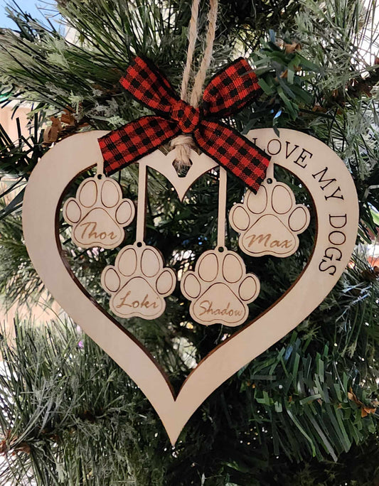 I love my dogs Christmas ornament