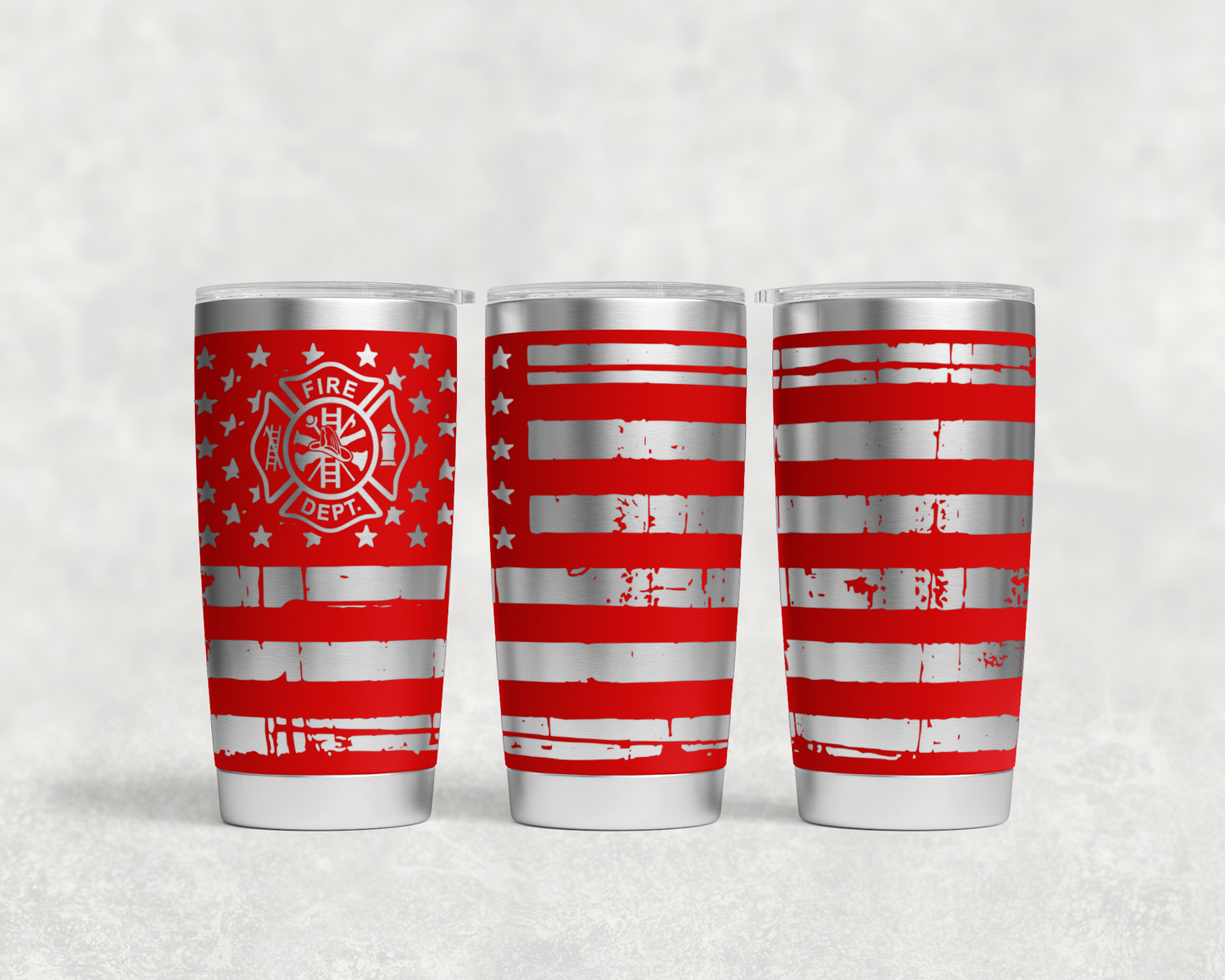 Firefighter distressed flag tumbler wrap