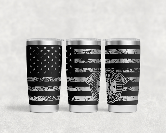Firefighter EMS distressed flag tumbler wrap