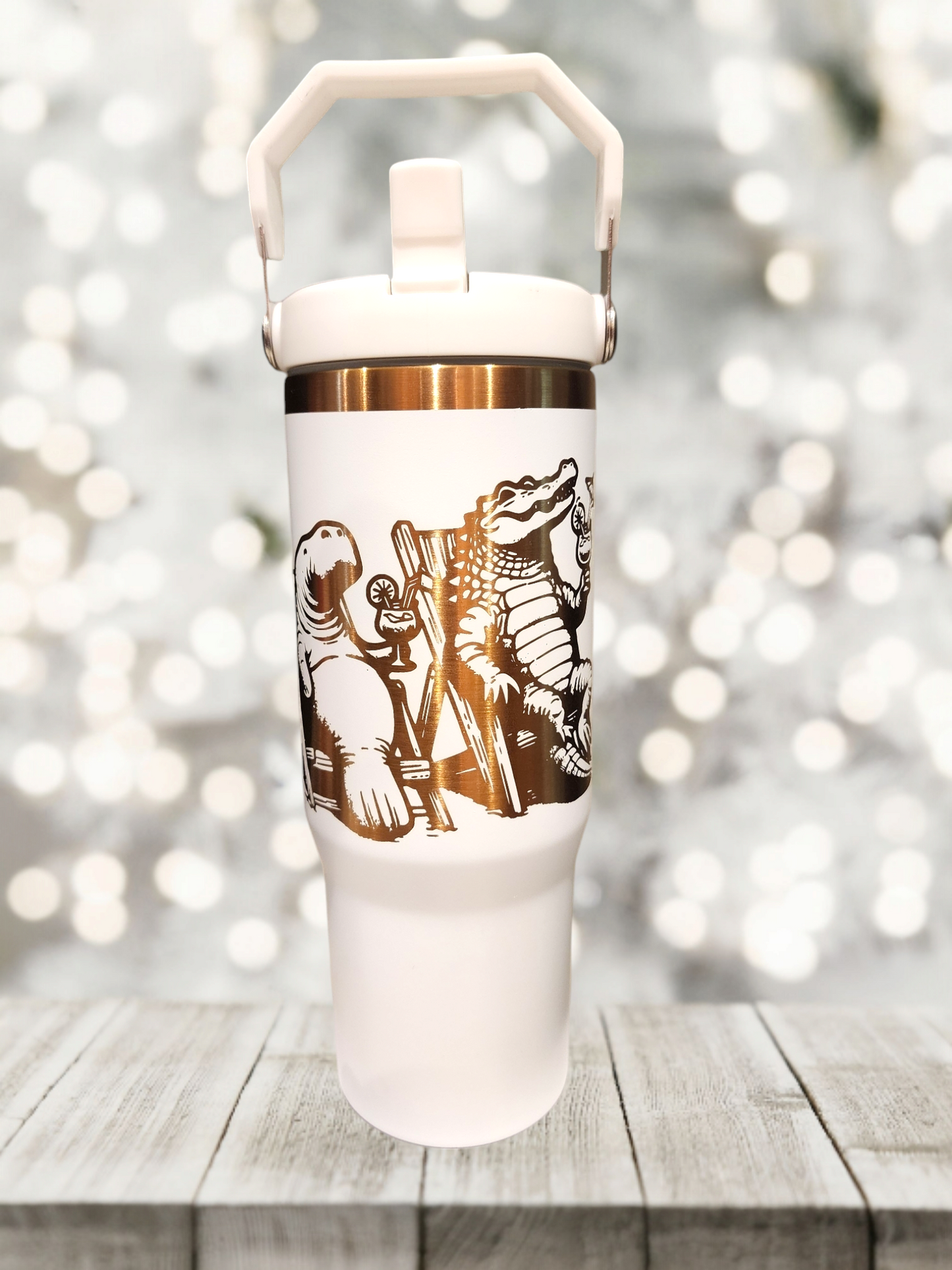 Florida Manatee Gator 30oz flip top tumbler