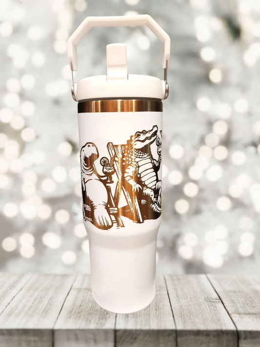 Florida Manatee Gator 30oz flip top tumbler