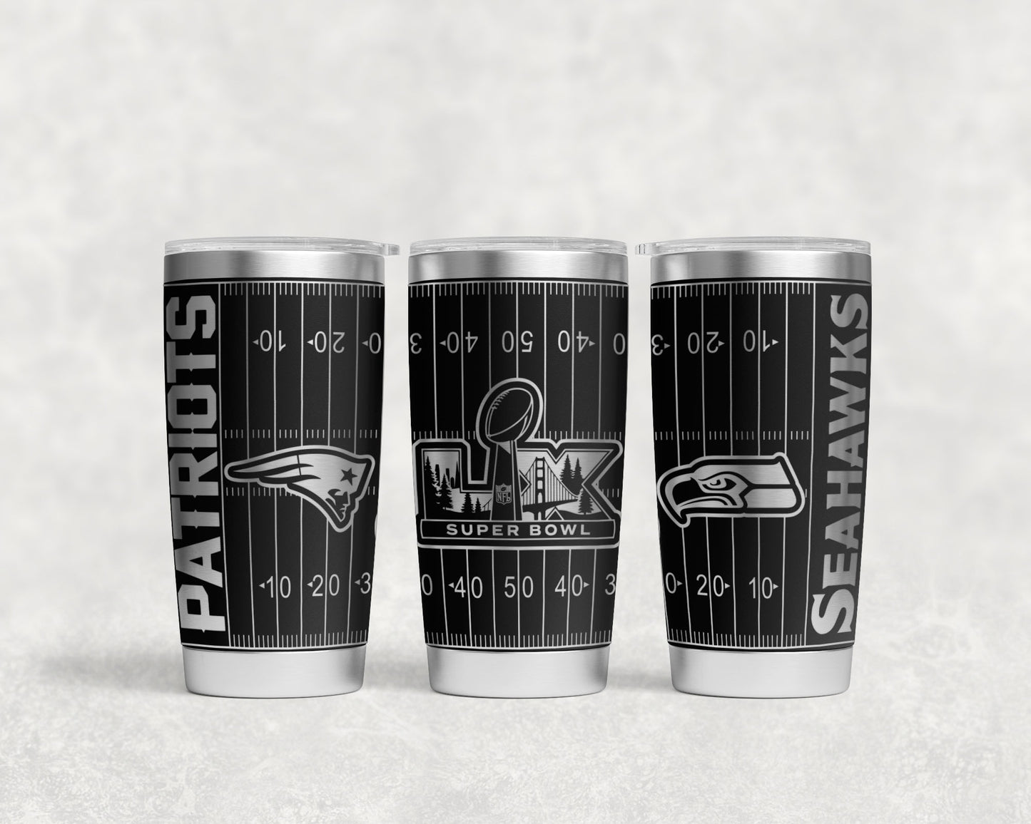 Patriots Seahawks Super Bowl 2026 tumbler wrap