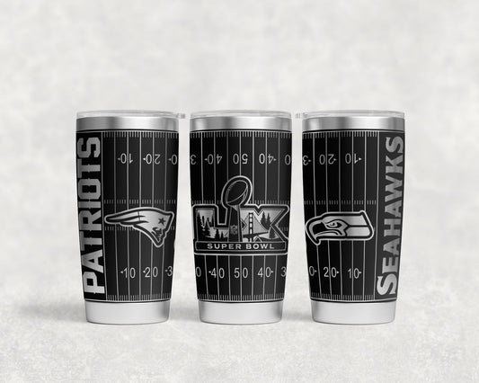 Patriots Seahawks Super Bowl 2026 tumbler wrap