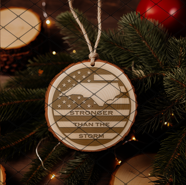 Stronger than the storm North Carolina: choose between wooden or clear acrylic ornaments
