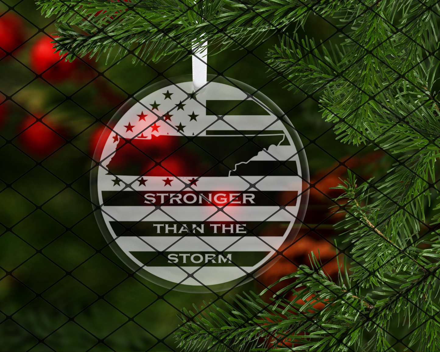 Stronger than the storm Tennessee: choose between wooden or clear acrylic ornaments