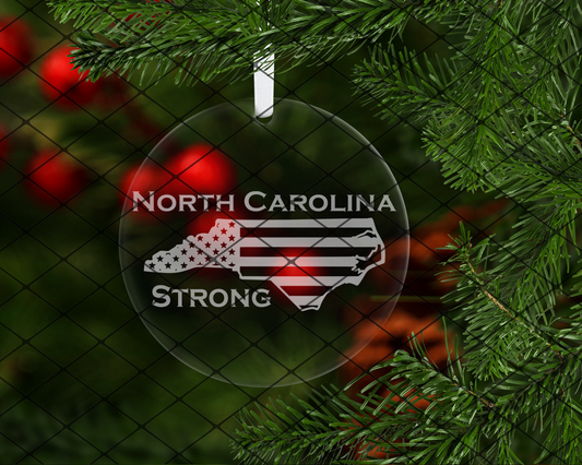 North Carolina Strong: choose between wooden or clear acrylic ornaments